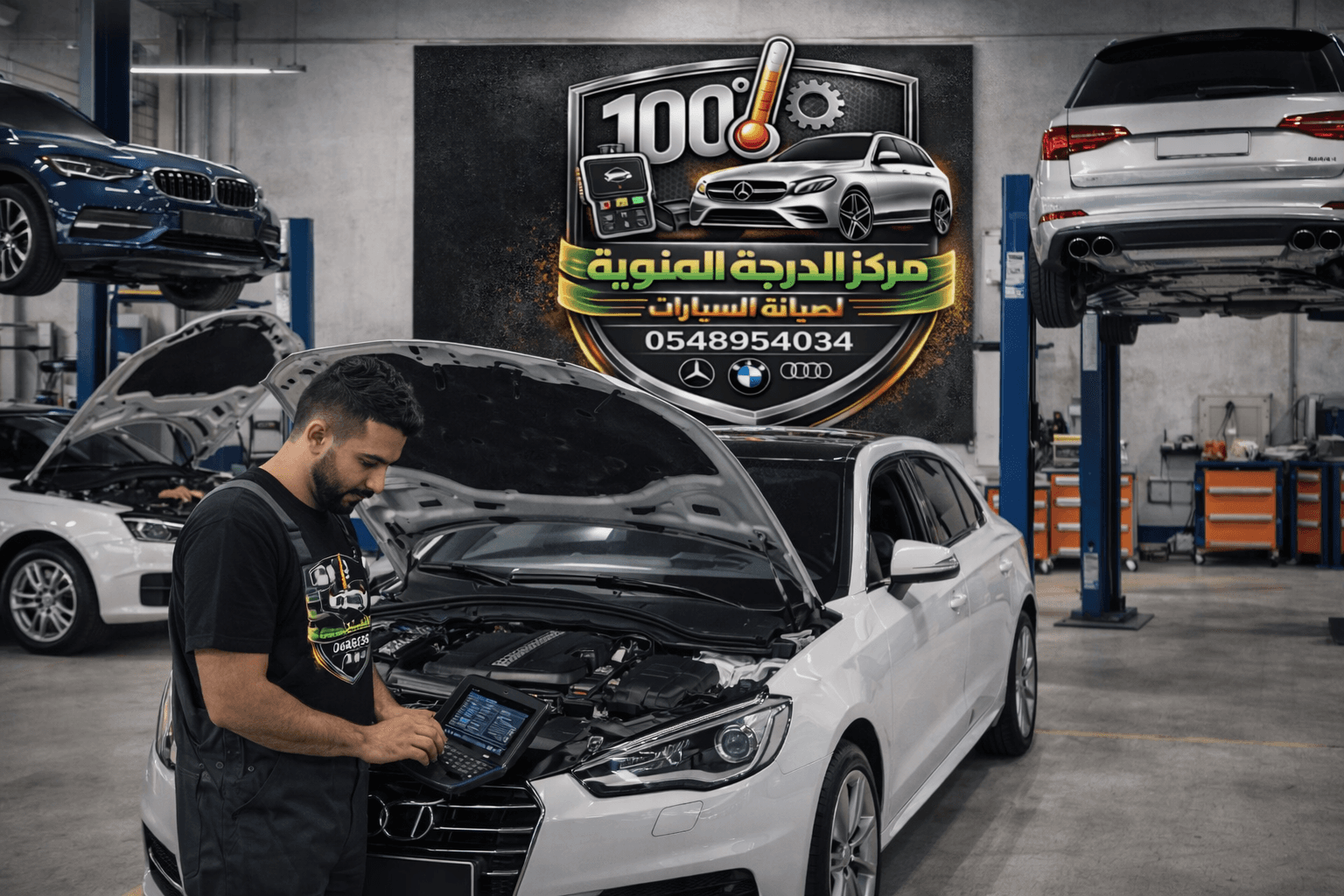 صيانة أودي في الورشة